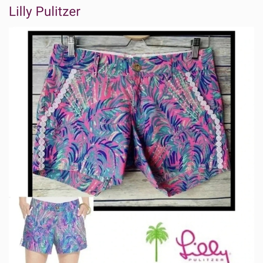 Lilly Pulitzer Shorts- Callahan Shorts in Pink Sunset Cocoa Breeze EUC Sz 2